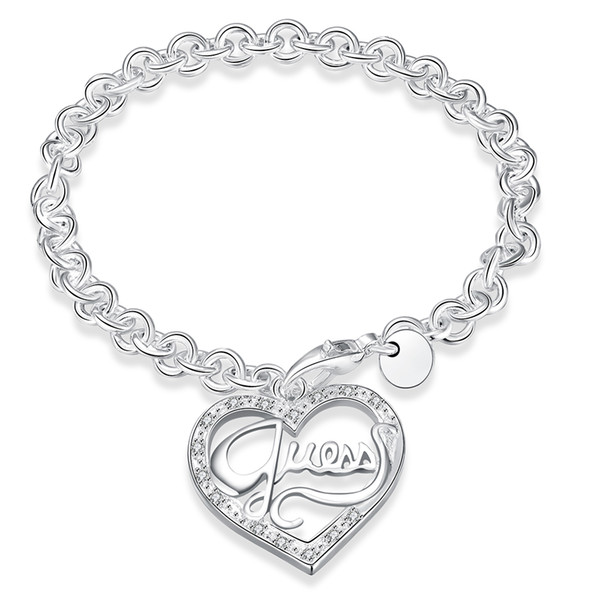 Hot Sale! High Quality Plated Silver Bracelet, Plated Silver Fashion Jewelry, Romantic Peach Heart Bracelet KDH225