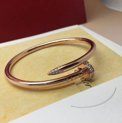 Fashion Limited silver rose gold diamond luxury designer jewelry women bracelets stainless steel nail bracelet with original bag bangles