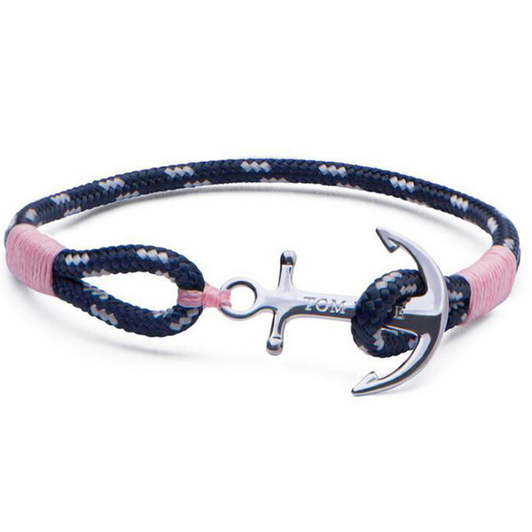 Tom Hope Fashion Bracelets Navigation Rope Bracelets for Men Pink Rope Handcraft Bracelet Fine Charm Bracelets Christmas Gift