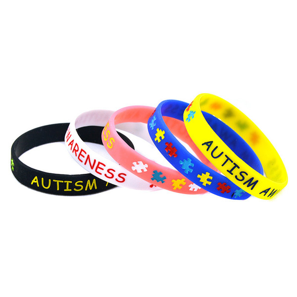 Autism Awareness Silicone Wristband Rubber Bracelets Ink Filled Silicone Wristbands Bracelets For Gifts Kids Adult Jewelry Accessories D0428