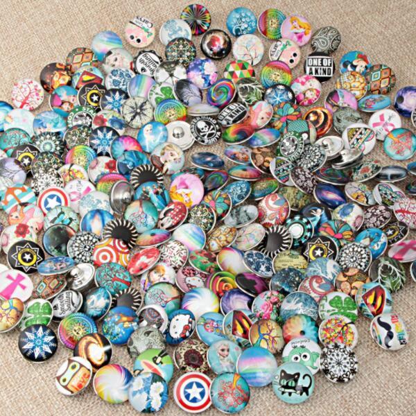 NOOSA 100pcs/lot Mixed 18mm Alloy Resin Fashion Snaps Buttons Fit Ginger Jewelry Bracelets Snap Bracelets Collier Charm Bracelets