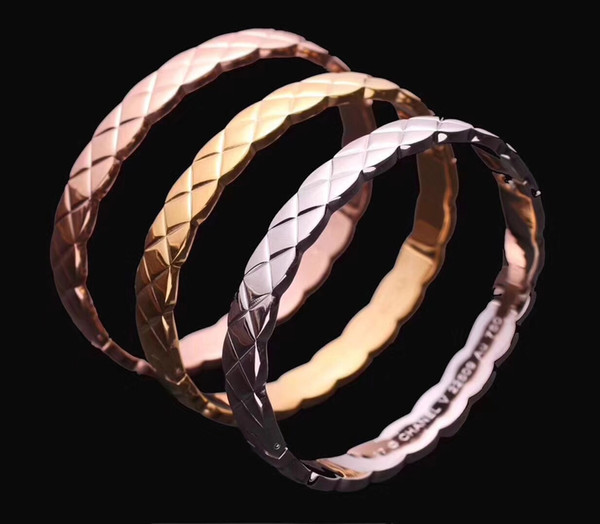 rhombus design Jewelry woman diamond bangle titanium gold Bracelets Copper Bracelets high quality wedding party Jewelry