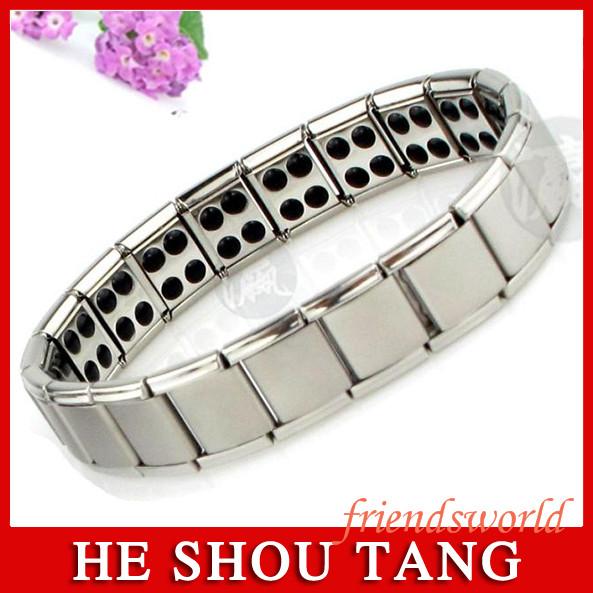 DHL Fedex Free shipping 100pcs Magnetic Energy Bracelet Balance Mens Titanium Power Nano Energy 80 Germanium Stones