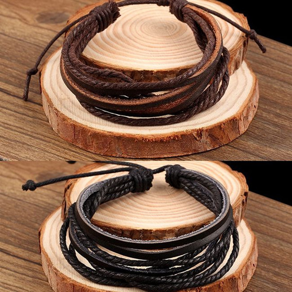 100% hand-woven Fashion Jewelry Wrap multilayer Leather Braided Rope Wristband men bracelets & bangles for women 2014 PD26