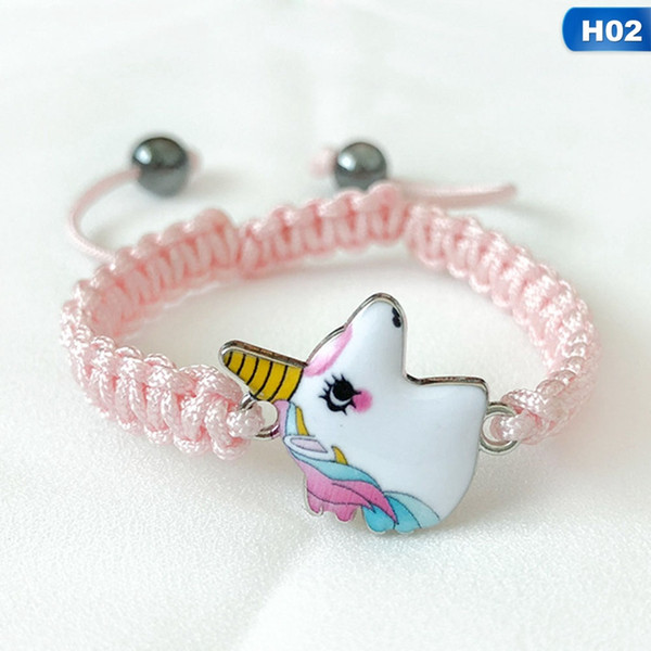 Knitting Unicorn Horse Bracelet Cute Pink /White Hematite Pendant Chain Bracelet for Women Girl Gift Bangles Jewelry