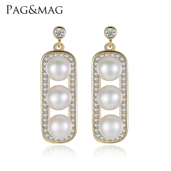 PAG&MAG Brand Genuine Luxury 925 Sterling Silver Natural Pearl Grape-shaped Pearls Earrings Perfect Fine Jewelry for Women Gift