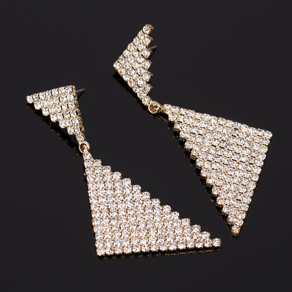 Female accessories earring triangle double rhinestone bling drop earring fashion big earrings big drop earring #E065