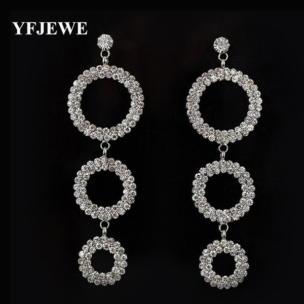 New fashion Austrian Crystal sliver Plated long Tassel Geometric shape Drop Earrings best sell for Women jewelry #E351