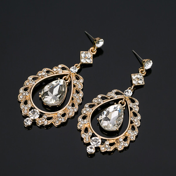 Big long crystal drop earrings for women vintage water drop silver/gold plated bride Earrings wedding Jewelry accessories#E274