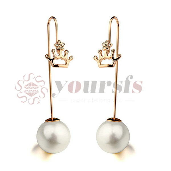 Yoursfs imitation Pearl Earrings Real Genuine Charm Pearl Jewelry New Spike Crown Pearl Earrings