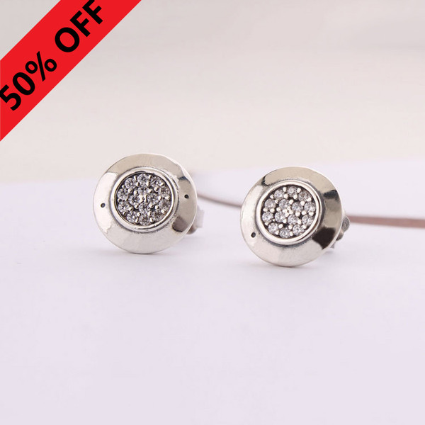 Women Classic design Jewelry Designer Earrings Original box For Pandora 925 Sterling Silver Crystal Diamond Womens Stud Earring