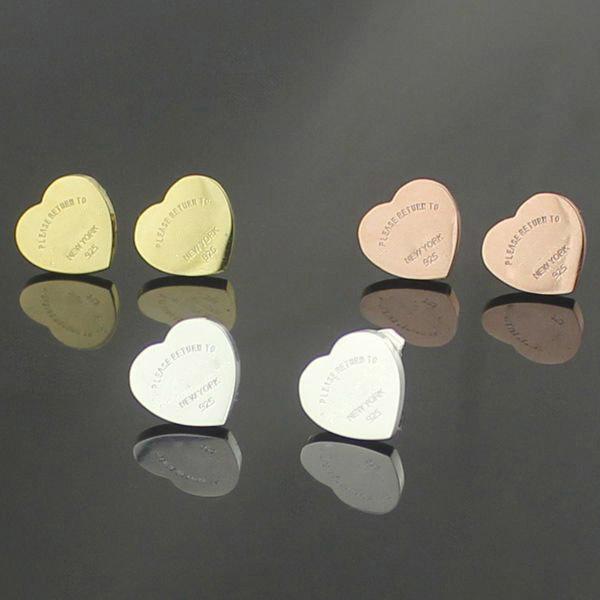 Famous brand 316L Titanium steel stud Earring Luxury Heart Shape Brand Women Charm love Earrings Fashion Jewelry wholesale