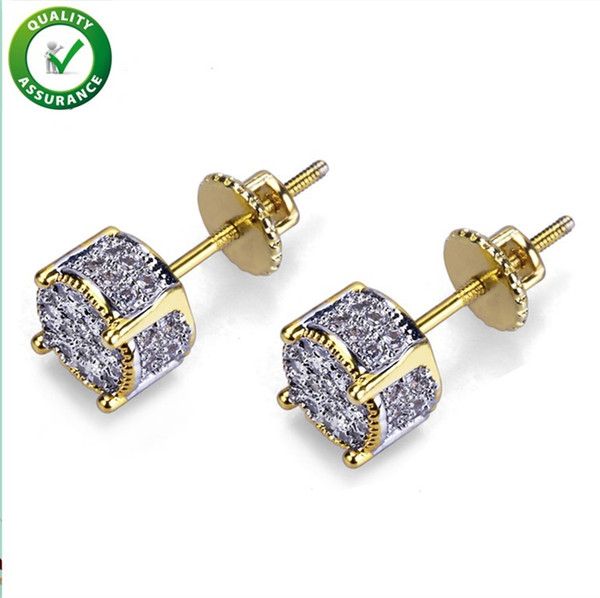 Designer Earrings Luxury Jewelry Fashion Women Mens Earrings Hip Hop Diamond Stud Earings Iced Out Bling CZ Rock Punk Round Wedding Gift