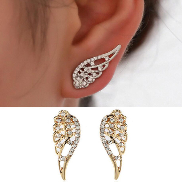 New Wings Stud Earrings For Women Punk Silver Gold Angel Wings Earrings simple design Hiphop Fashion jewelry