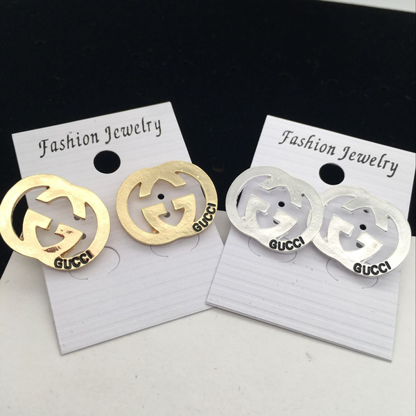 Wholesale Brand Designer Double Letters Earrings Ear Studs Gold Silver Tone Earring For Women Men Wedding Party Jewelry Gift