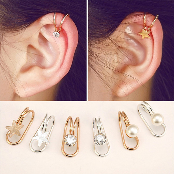 1pc Fashion Multi-style trend Women's U-shaped earrings Earless ear clip Heart shaped butterfly moon Feminine Stud earrings Jewelry