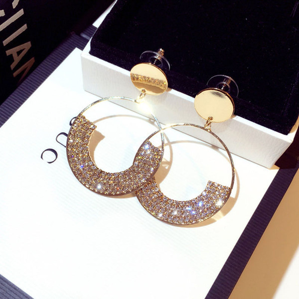 Luxury Diamond Hoop Earrings Fashion Newest Gold Stud Valentine's Day Gift Personality Luxury Earring For Party