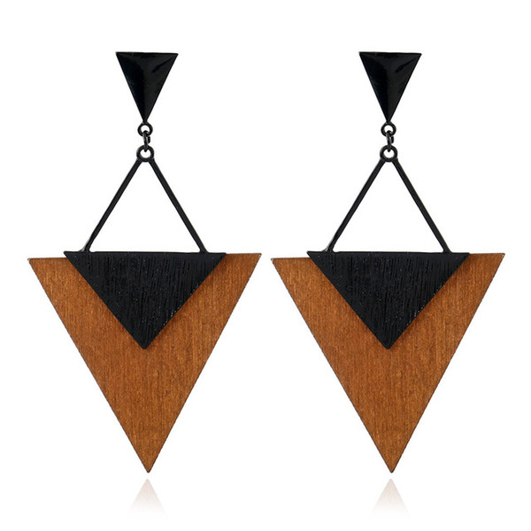 Fashion Wood Earrings Geometrica Triangle Personality Simple Style Fashion Jewelry For Woman Girls Prom Party Girl Friend or Mother Gift