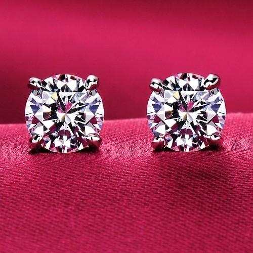 925 Sterling Silver Forever Rose & Clear CZ Round Circle Stud Earrings For Women Fashion Jewelry