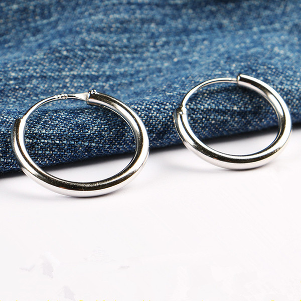 real 925 sterling silver earrings women Men earrings jewelryT rendy Circle Earrings