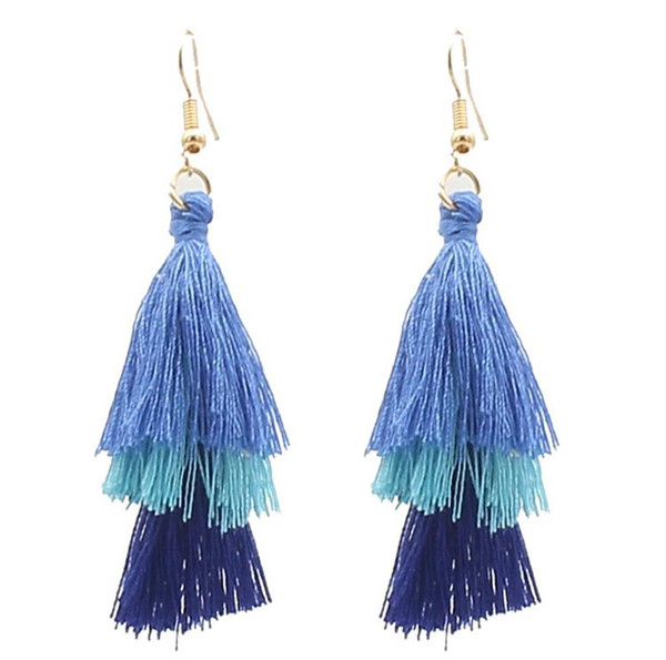 3 cascading bohemian tassels cheap statement tassel earrings high quality brand fashion women's pendant earrings jewelry