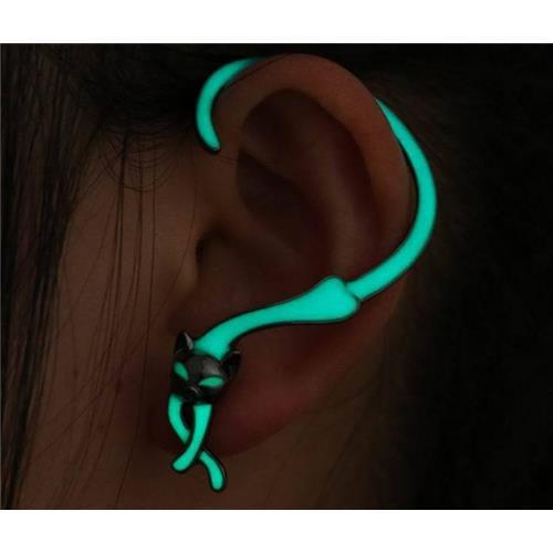 3PCS NEW Individuality Cat Shape Noctilucent Bling Ear Studs Earrings Accessories for Dance /Party