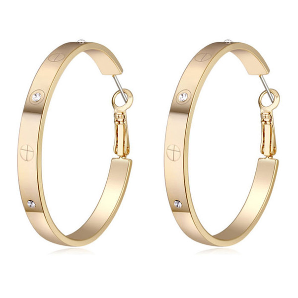 gold color plated hoop 4.6cm hoop earrings for women wedding bridesmaid jewelry 2018 fashion gift