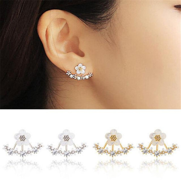 New Imitation Pearl Heart Crystal Flower Leaf Angel Wings Geometry Stud Earrings For Women Statement Ear Jewelry Wholesale