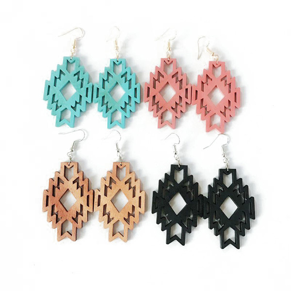 New Design Wood Geometric Filigree Earring, Wholesale New Cute Hot Sale Fashion Jewelry For Women