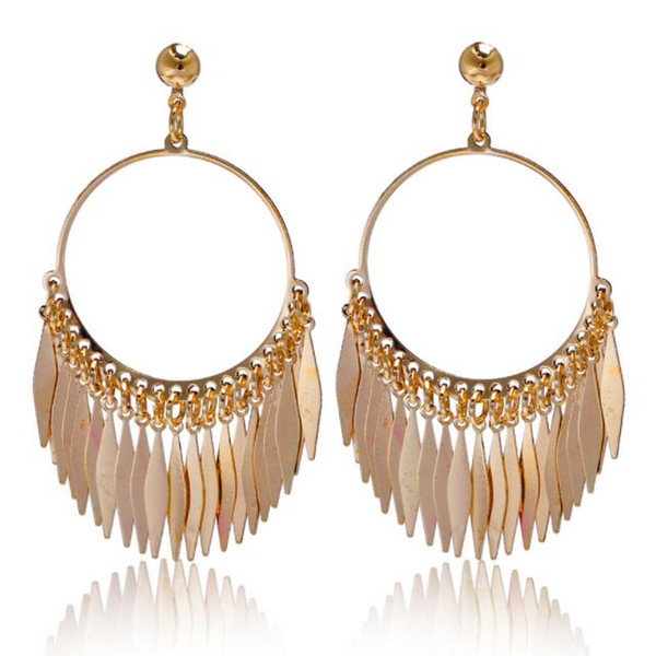 Bohemian Earrings Vitage 18K Gold Plated Tassel Dangle Earrings Fashion Jewelry for Women Statement Earrings European