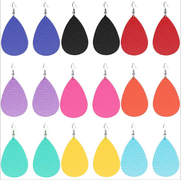 Fashion PU Leather Teardrop Earrings Water Drop Dangle Earrings For Women Lady Jewelry Gift