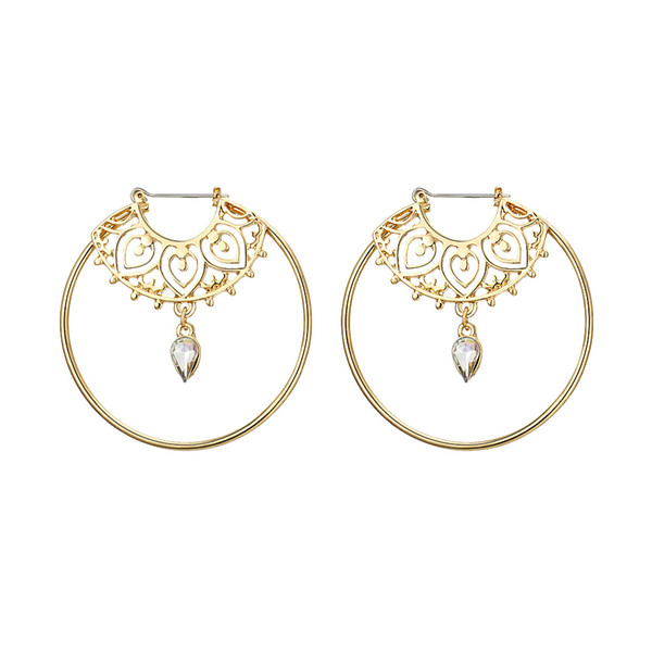 Bulk Lots Hollow Waterdrop Crystal Gold Hoop Earrings Big Fashion Earrings Stainless Steel Designer Jewelry Des Boucles D'oreilles Orecchini