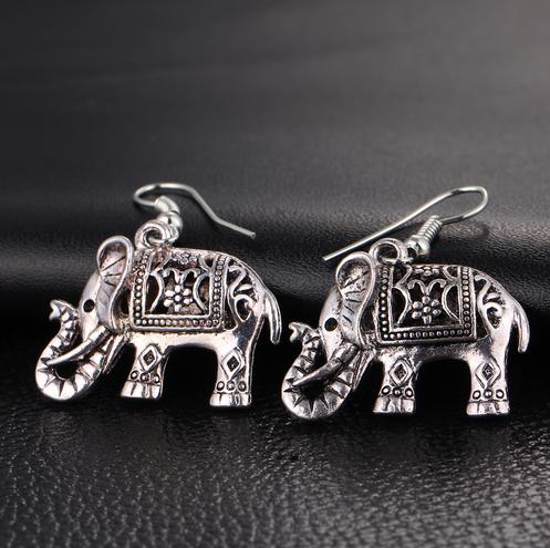 Elephant Long Dangle Earring Fashion Jewelry For Women Style Accessories Hot Sell Earrings Tibetan Silver