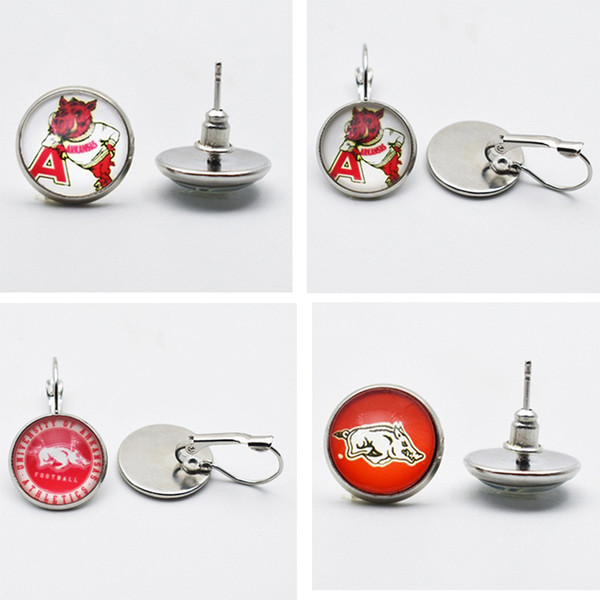 10Pairs Sports Team NCAA Arkansas Charms Glass Earings Jewelry Stud/Drop Earrings