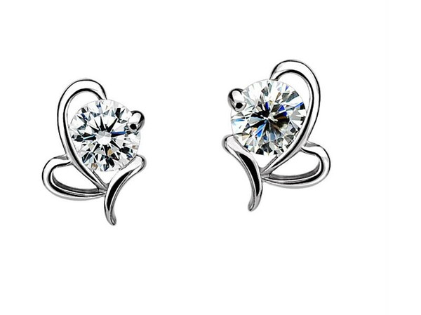 10 pairs /lot 925 sterling silver Butterfly heart-shaped Zircon Earrings Korea Europe for Women jewelry Factory price sales Not fade