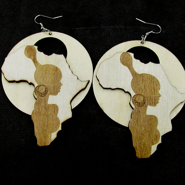 Wholesale- 5pairs/lot 2017 Newest African Girl Wooden earrings