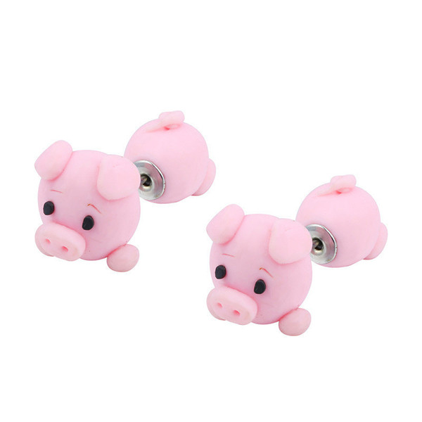 New Arrivals Womens Ladies Pink Pig Earrings Puncture Ear Stud Piercing Earrings Crystal Alloy Fashion Cute Studs