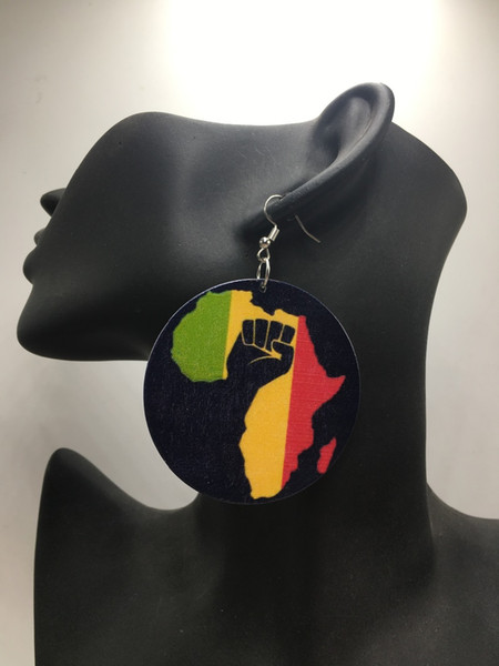 whole saleFree Shipping! african power fist Wooden Earrings