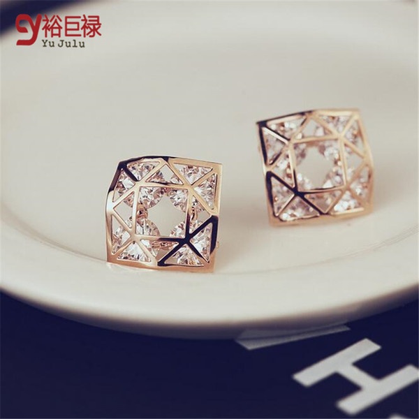 2016 Hot Fashion Designer Jewelry fashion zircon double color flow tie hypoallergenic Butterfly Bow gold Stud Earrings for Women