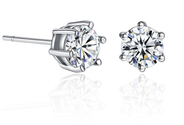 New arrival fashion CZ diamond stud earrings 18k gold plated white stone crystal jewelry earrings for Men and Women