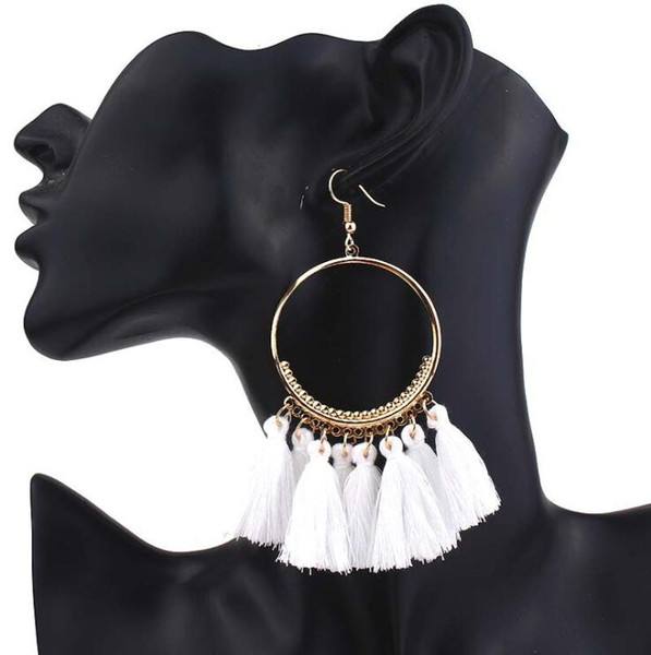 2018 Fashion popular jewelry Bohemian style fan shape tassel earrings temperament retro style fine Eardrop Trendy Cotton Rope Fringe