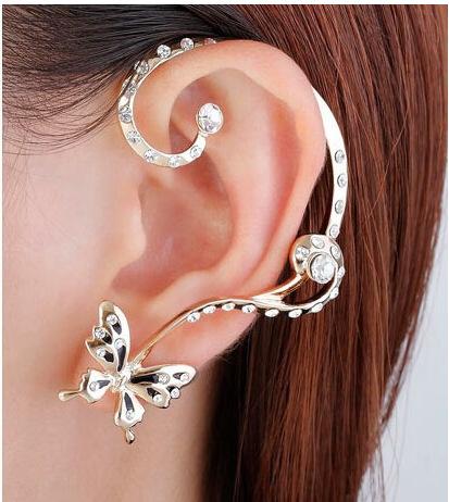 Fashion Jewelry clip butterfly Errings for Women Austrian Crystal Pendant Screw Back Earrings Brincos Free Shipping