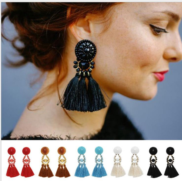 Fashion Hot Tassel Earrings for Women Bohemian Wedding Classic Fringed Beads Drop Dangle Earrings Jewelry