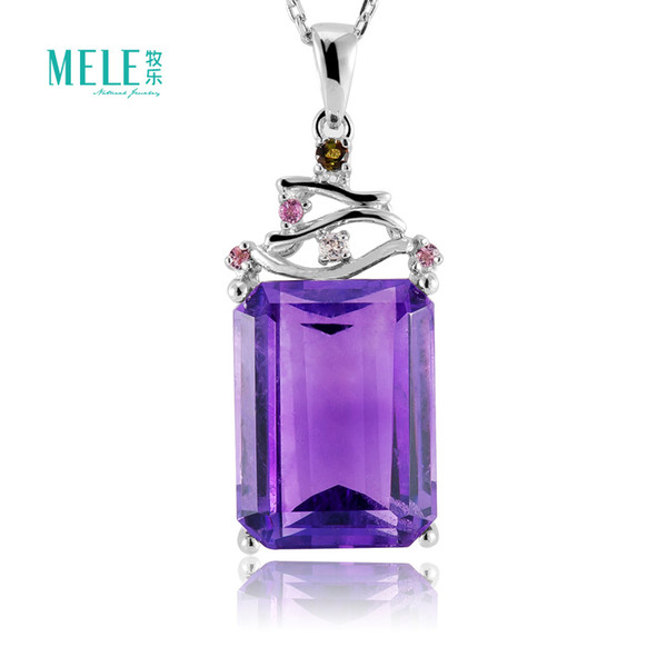 South Africa's natural crystal gemstone amethyst pendant silver necklace pendant simple fashion trends women Fine Jewelry For Gift