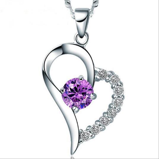 JLN You Are the Only One in My Heart 925 Sterling Silver AAA Cubic Zircon Heart Pendant Necklace With Twisted Chain For Women