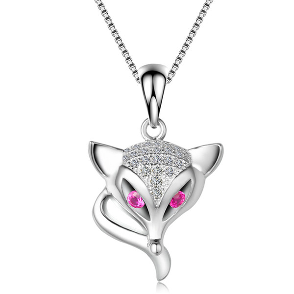 Lingdong Fashion little fox wNecklaces & Pendants Genuine 925 Sterling Silver Necklace For Women Wedding Gift Wholesale Free shipping