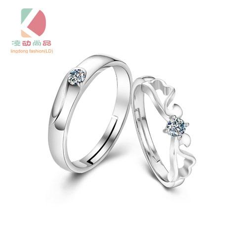 Lingdong fashion brand angel wings series 925 sterling silver inlaid CZ lovers ring Valentine's Day gift free shipping