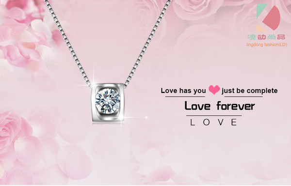 lingdong Beautiful love forever pendant 2016 new 925 Sterling Silver Chain Necklace Jewelry box gift for Valentine's Day Free shipping