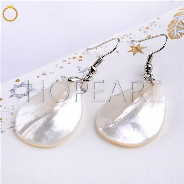 Gemstone Earring Teardrops White Shell Bohemian Jewelry Gift for Ladies Girls Natural Shell Lightweight Drop Earrings