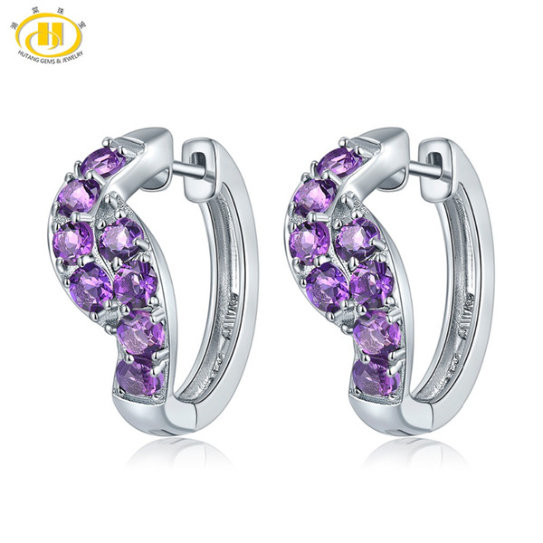 African Amethyst Clip Earrings Solid 925 Sterling Silver Natural Gemstone Fine Fashion Stone Jewelry For Women's Gift New